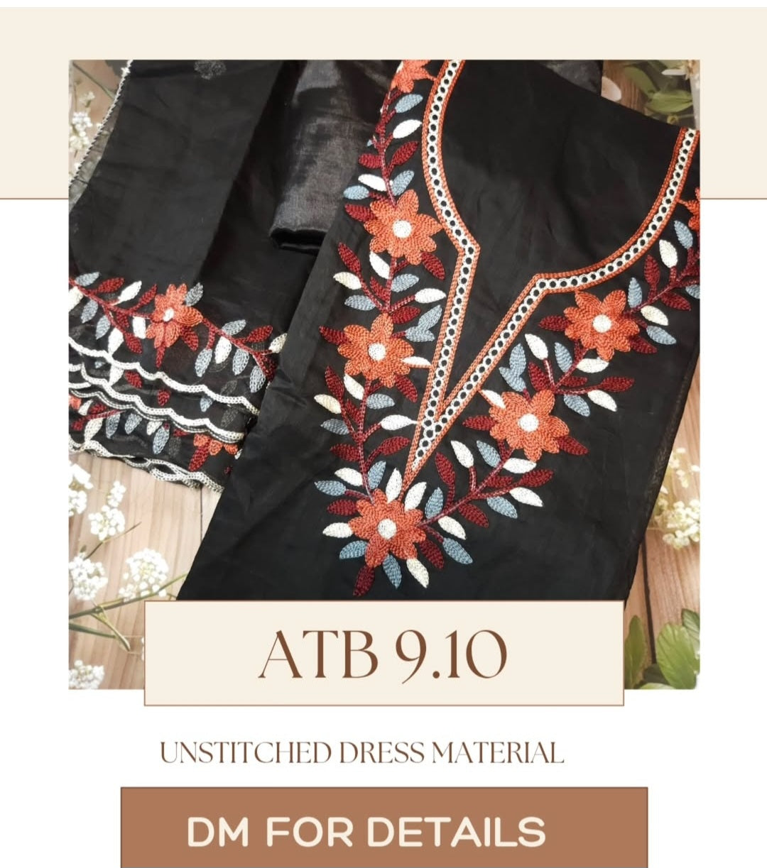 Embroidered hand work unstitched material