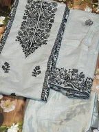 Ash coloured embroidered unstitched material - All things Beautiful ✨️  #