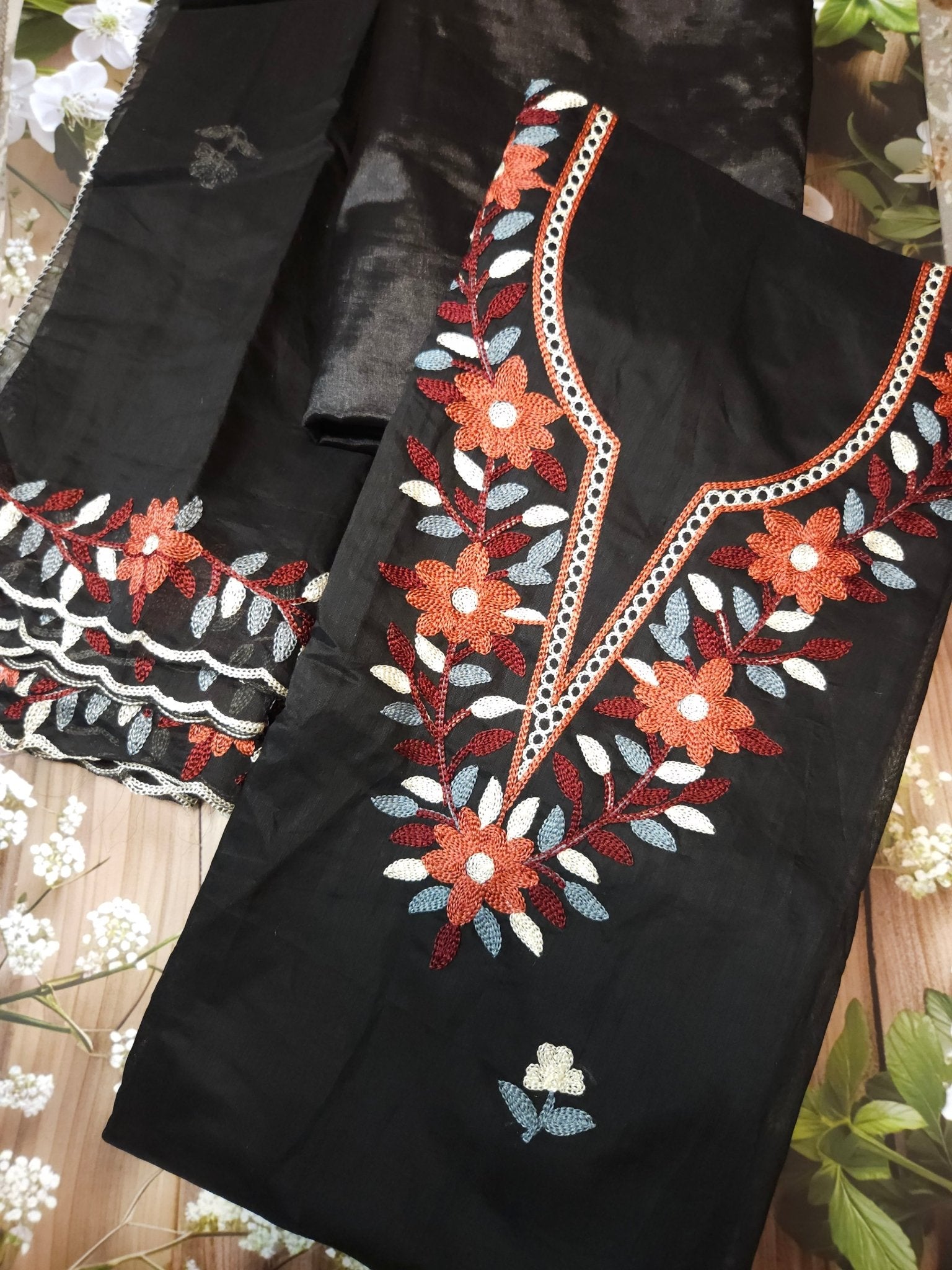 Black embroidery unstitched material - All things Beautiful ✨️  #