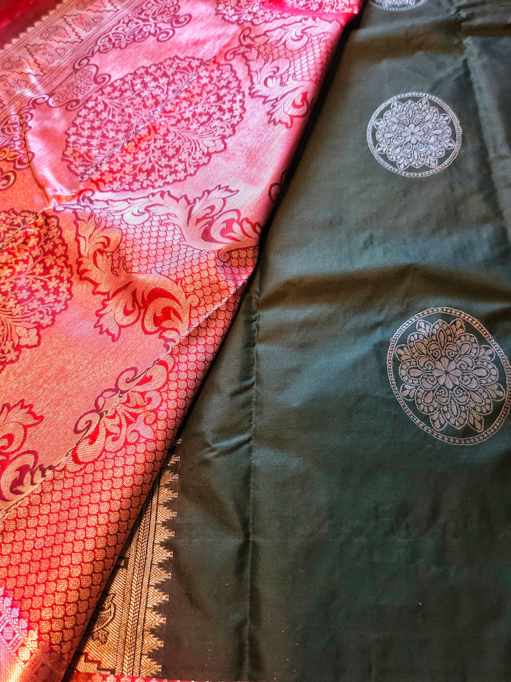 Bottle green- Semi Kanchi Silk saree - ATB - All things Beautiful ✨️ 