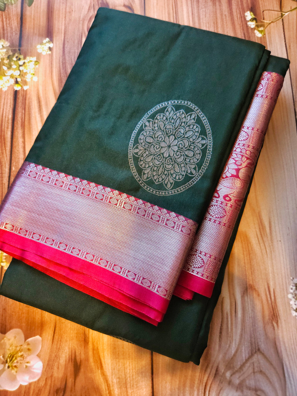Bottle green- Semi Kanchi Silk saree - ATB - All things Beautiful ✨️ 