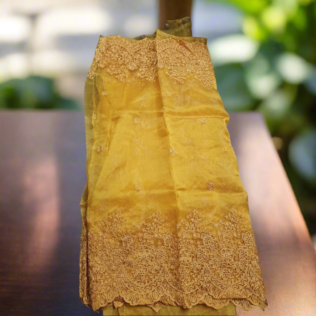 Mango Yellow - Embroidered Organza saree - ATB - All things Beautiful ✨️ 