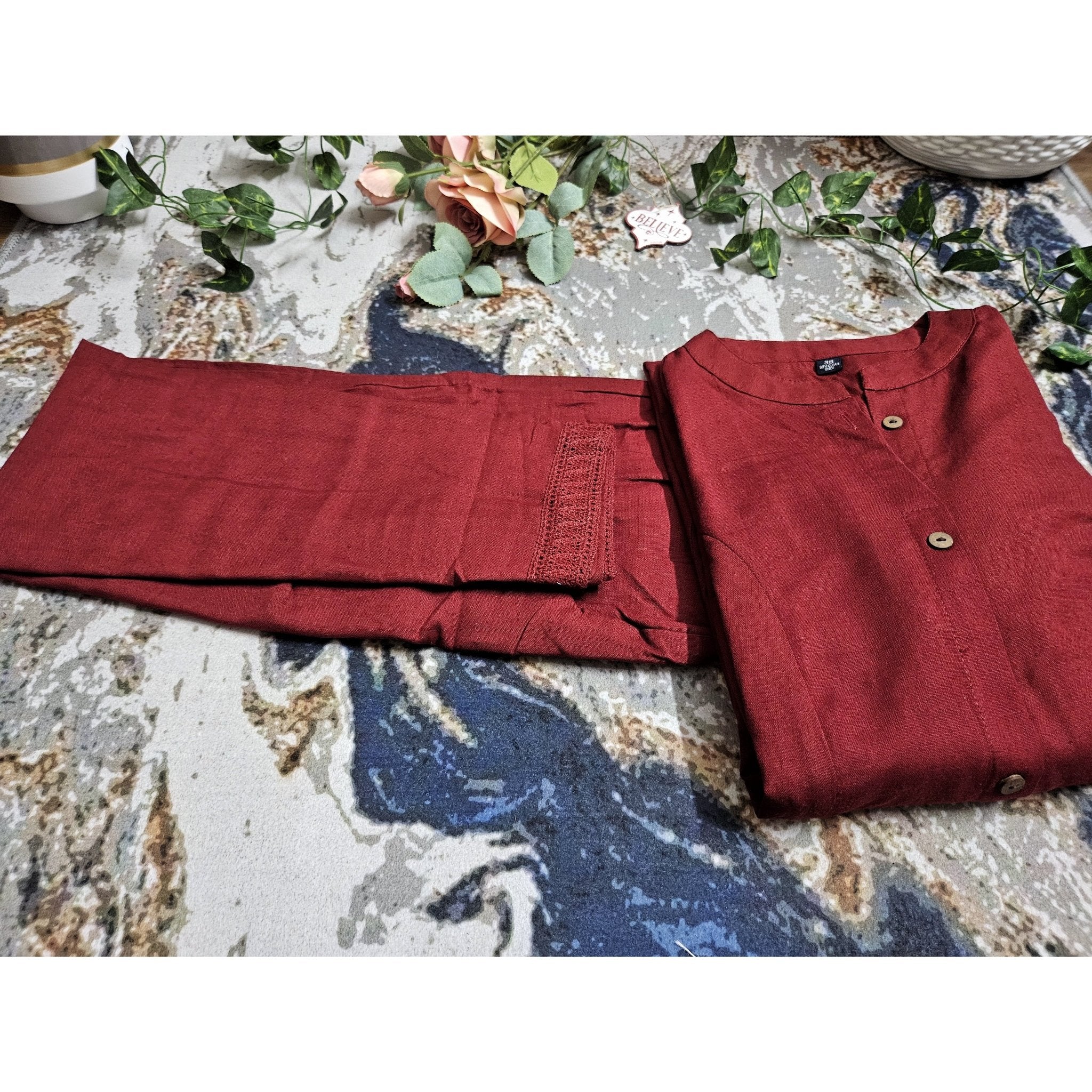 Maroon mirrorwork Kurta pant set - ATB - All things Beautiful ✨️ 