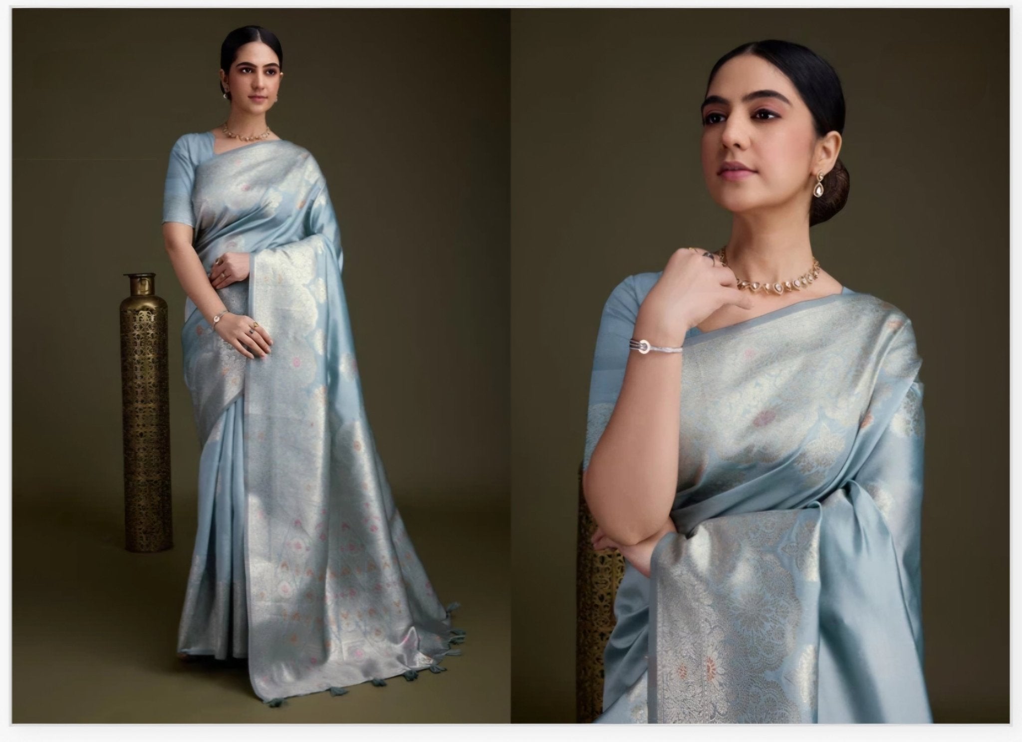 Powder blue soft silk saree - All things Beautiful ✨️  #