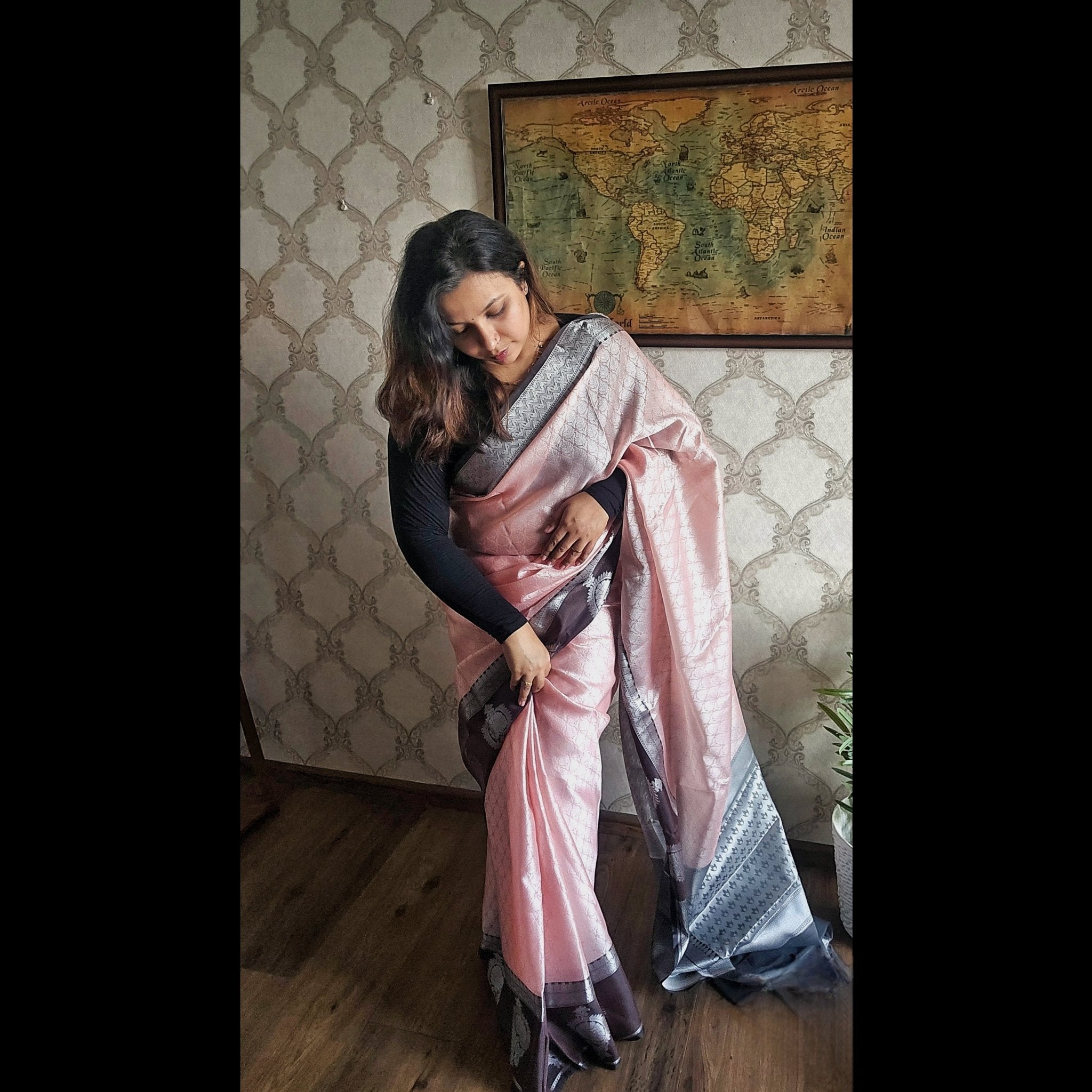 Salmon Pink Kora Muslin Saree - All things Beautiful ✨️ 