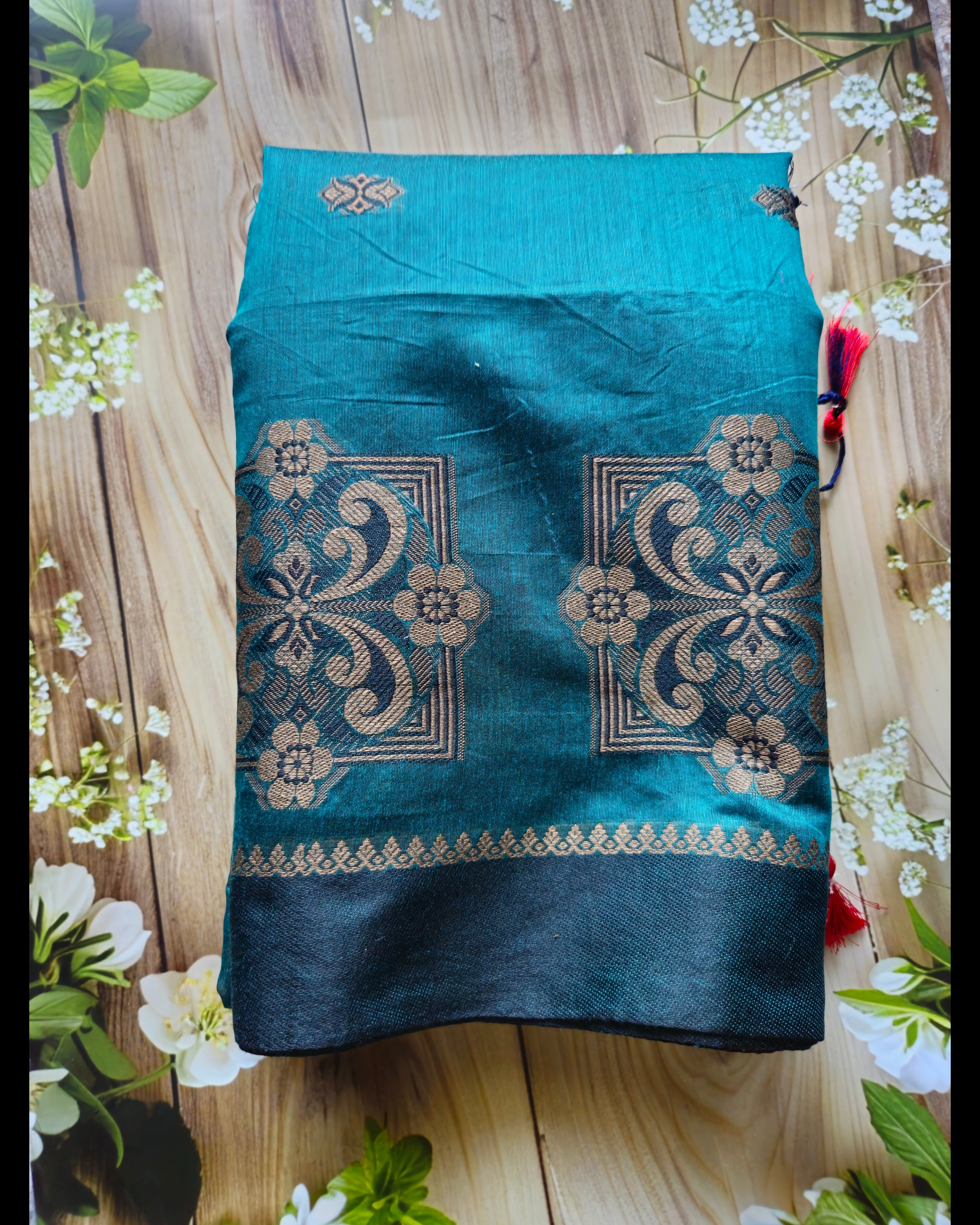Teal green - Jute cotton Handwoven sarees - ATB - All things Beautiful ✨️ 