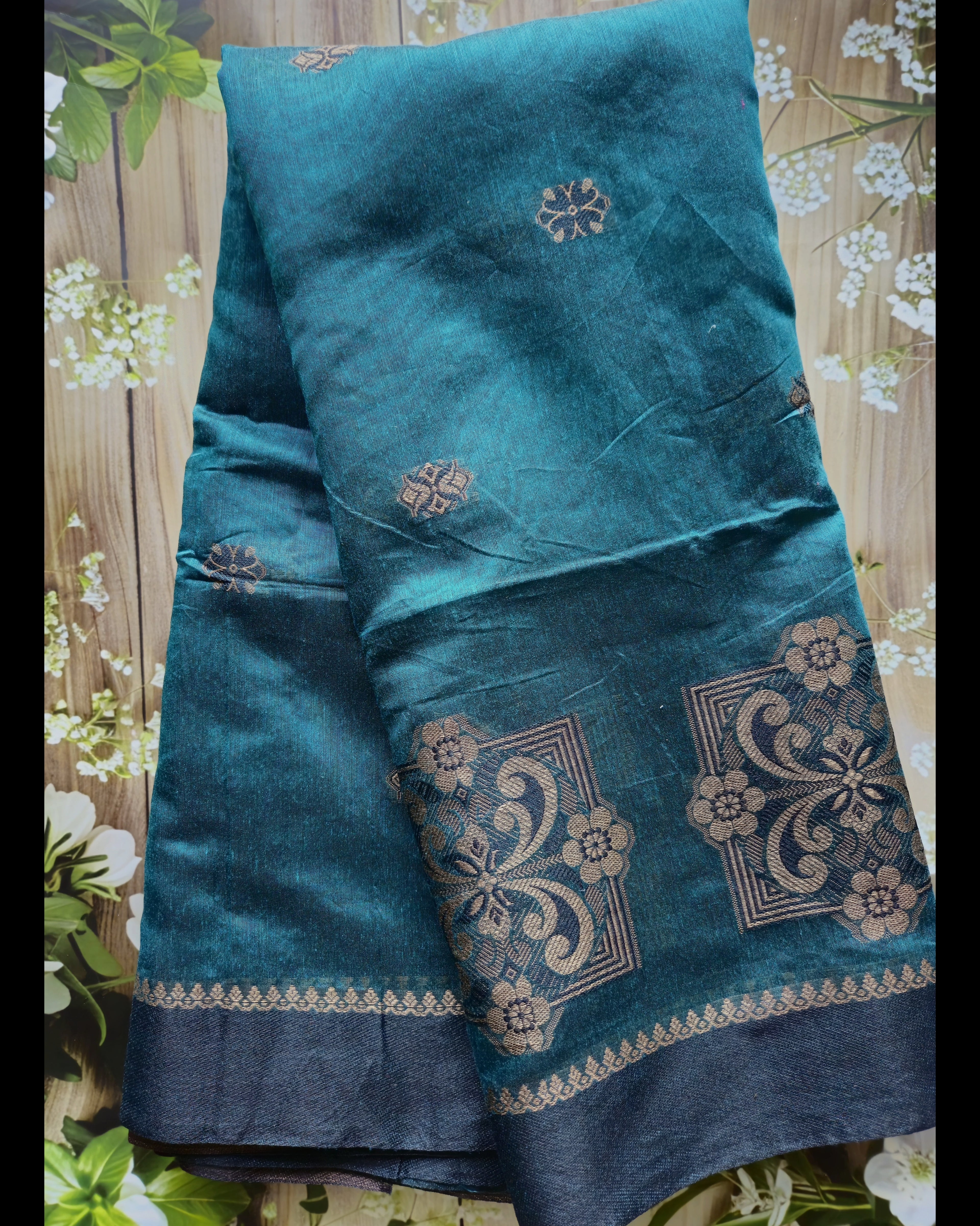 Teal green - Jute cotton Handwoven sarees - ATB - All things Beautiful ✨️ 