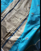 Teal green - Jute cotton Handwoven sarees - ATB - All things Beautiful ✨️ 