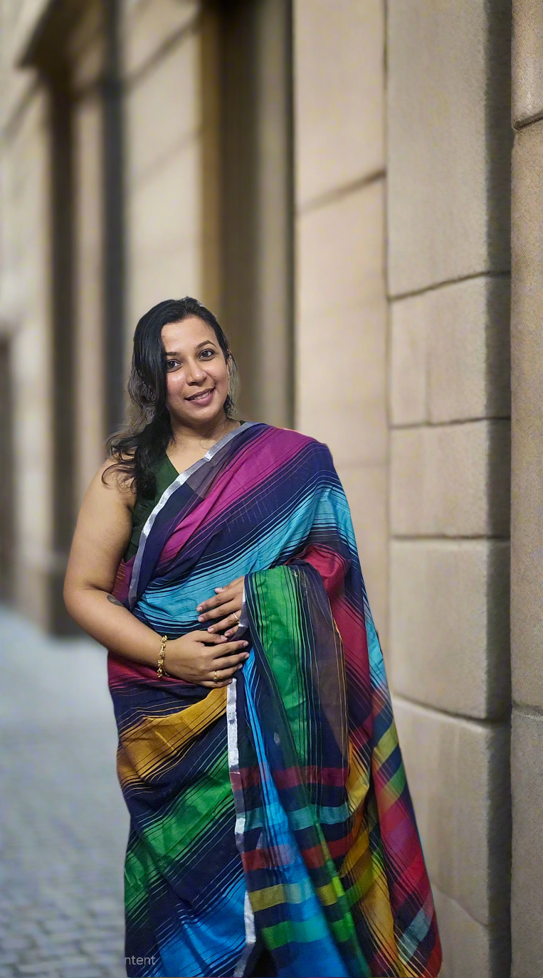 Mul Cotton - Multicolour Striped Saree - ATB ✨️
