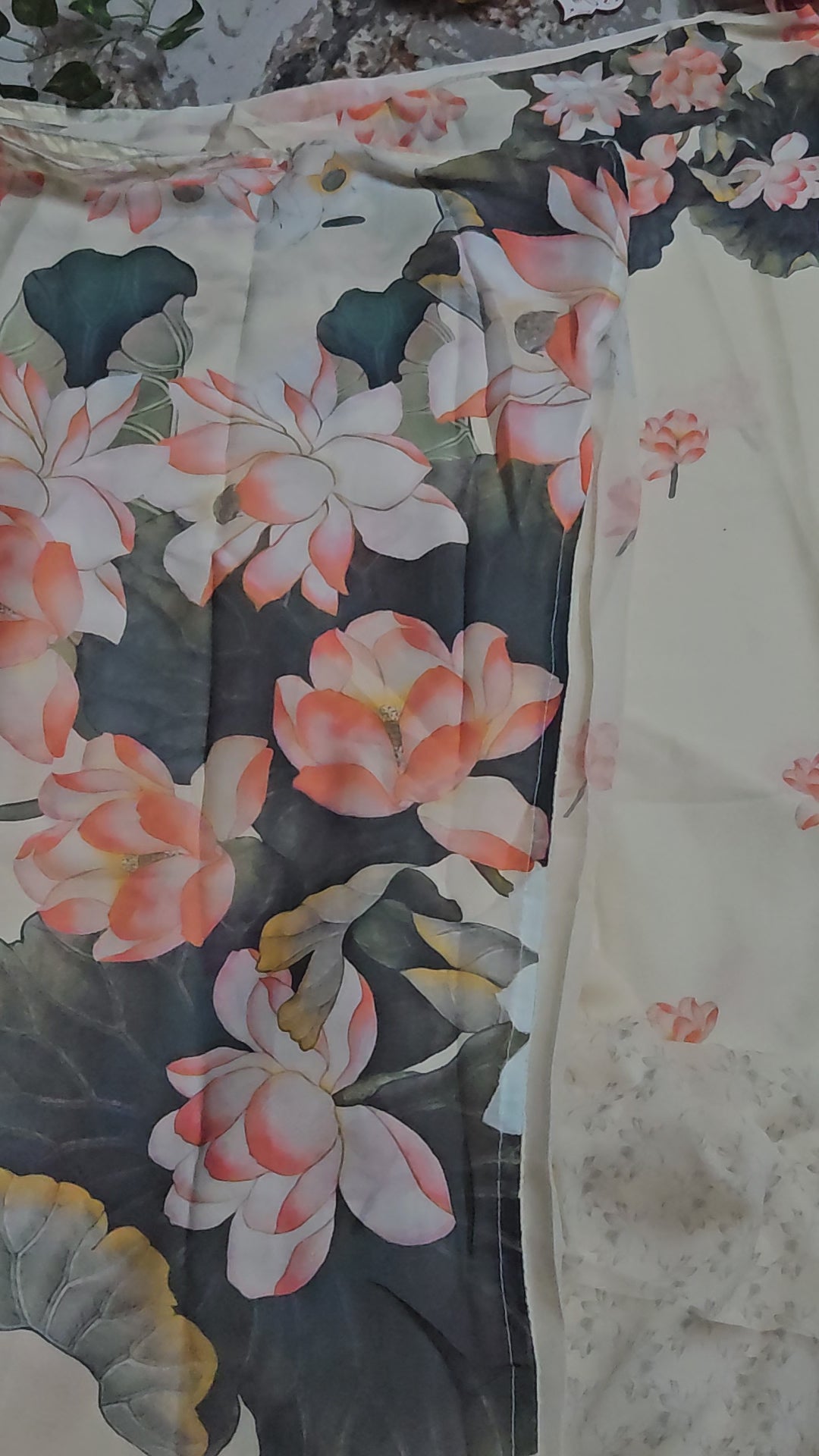 Digital print Moss Satin Saree