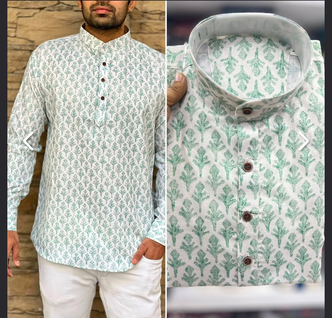 Men's Short kurta - Jaipur Print - Full sleeves - ATB