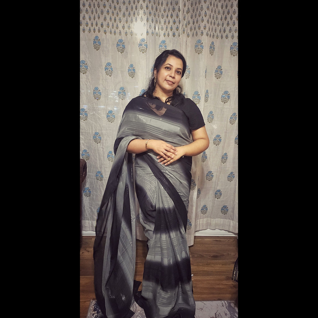 Ready to wear saree black and grey