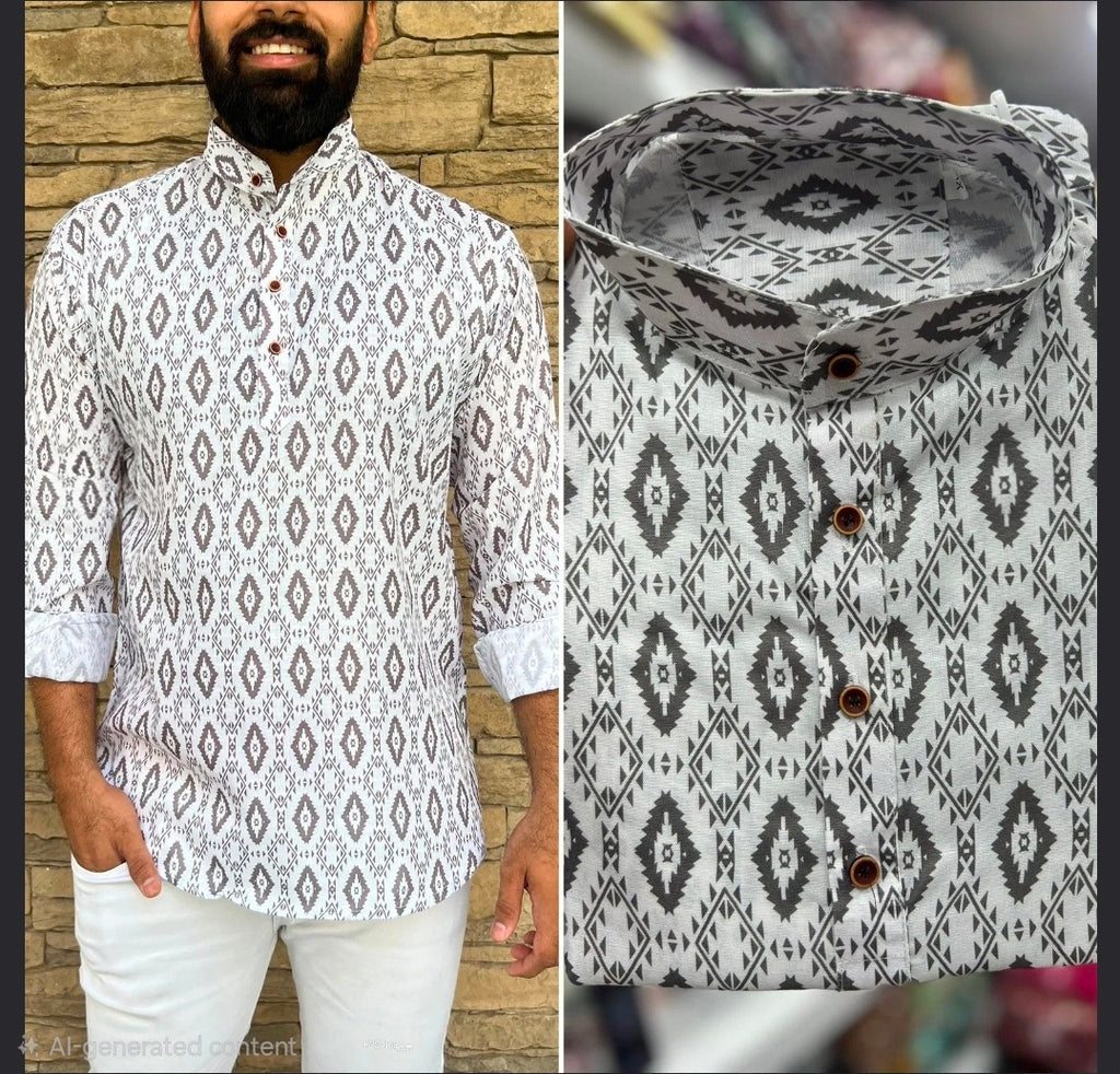 Men's Short kurta - Jaipur Print - Full sleeves - ATB