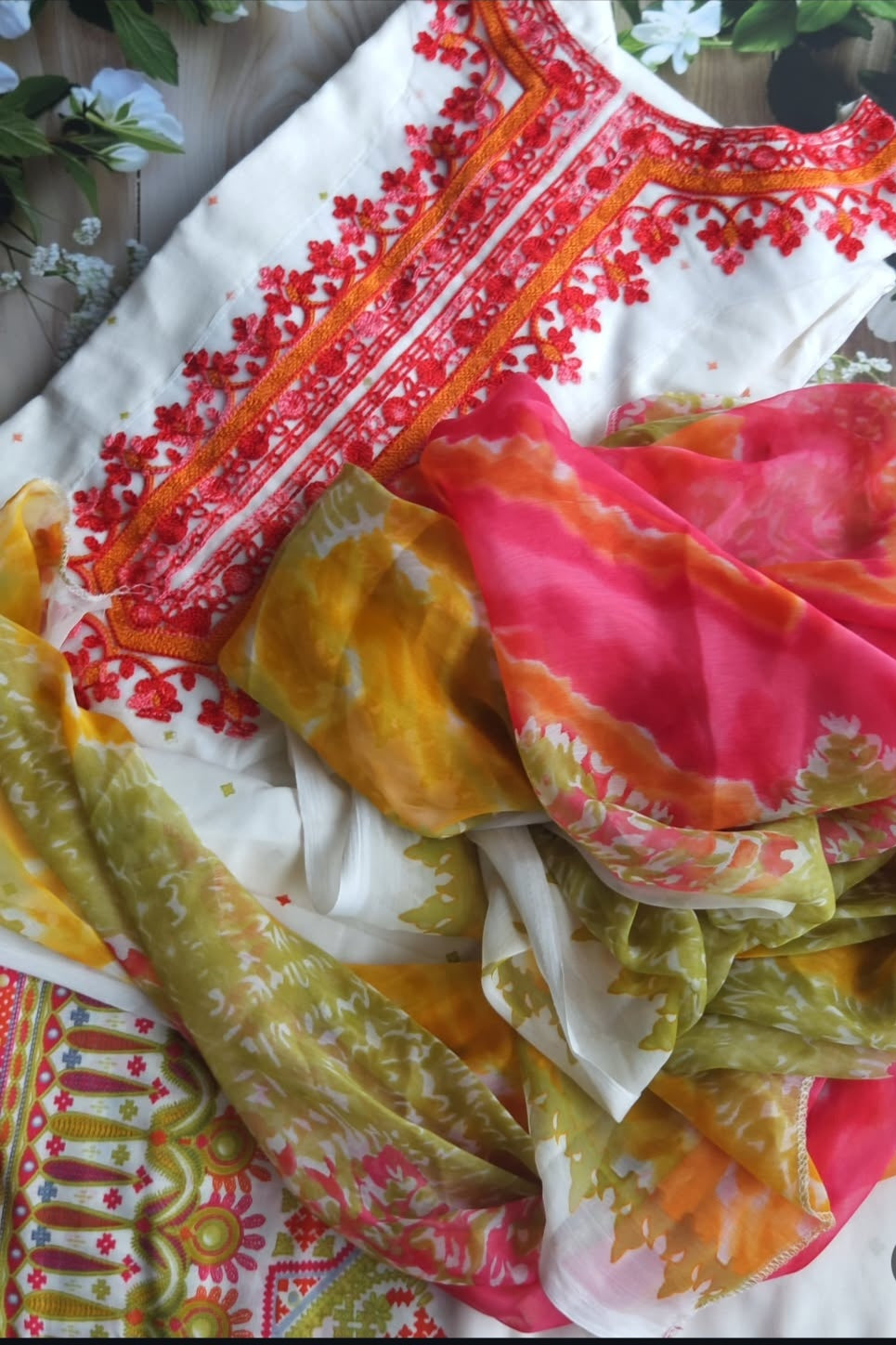 Pakistani suit- white - ATB