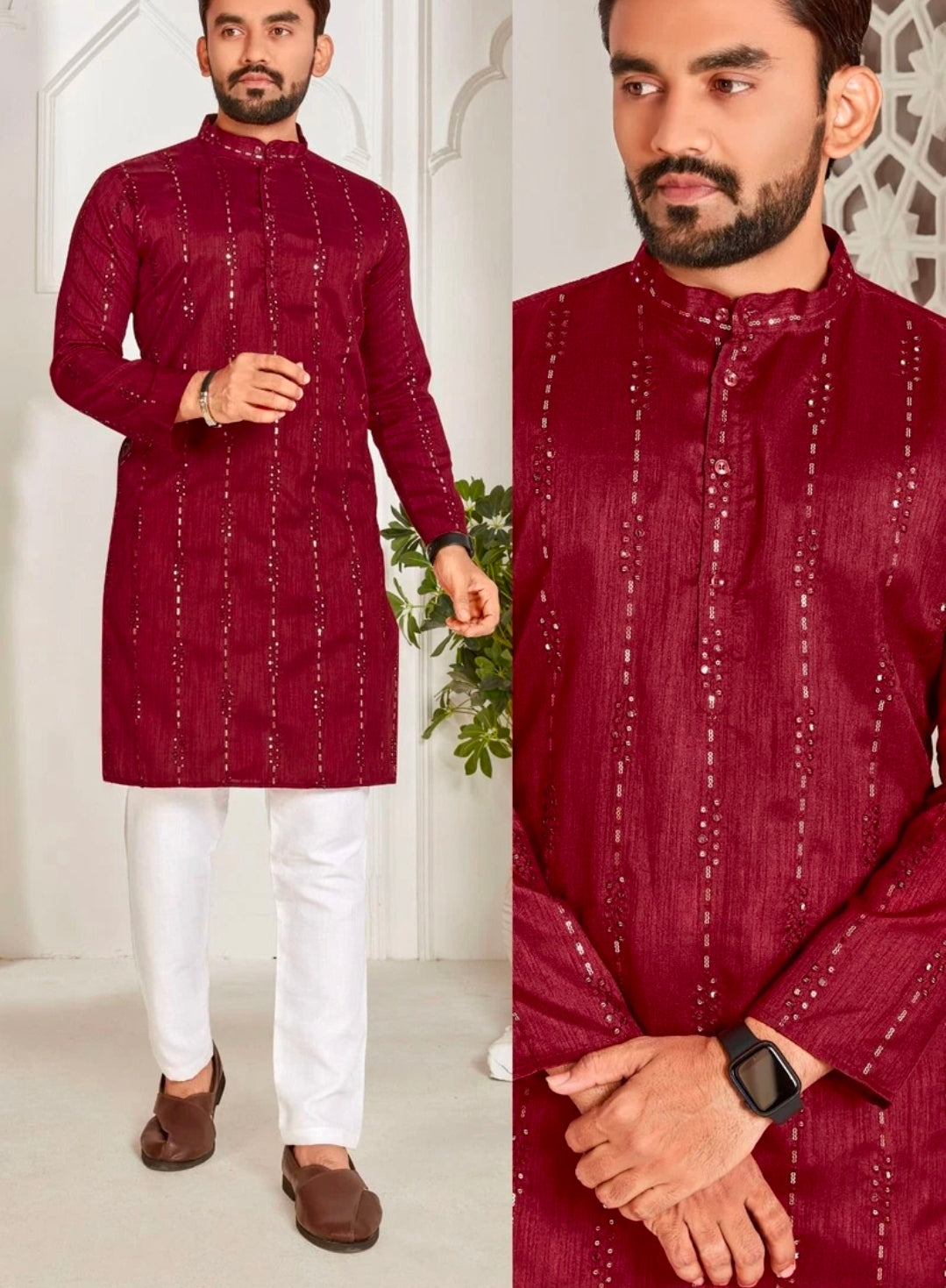 Men's Full sleeve Long Kurta - Silk - ATB