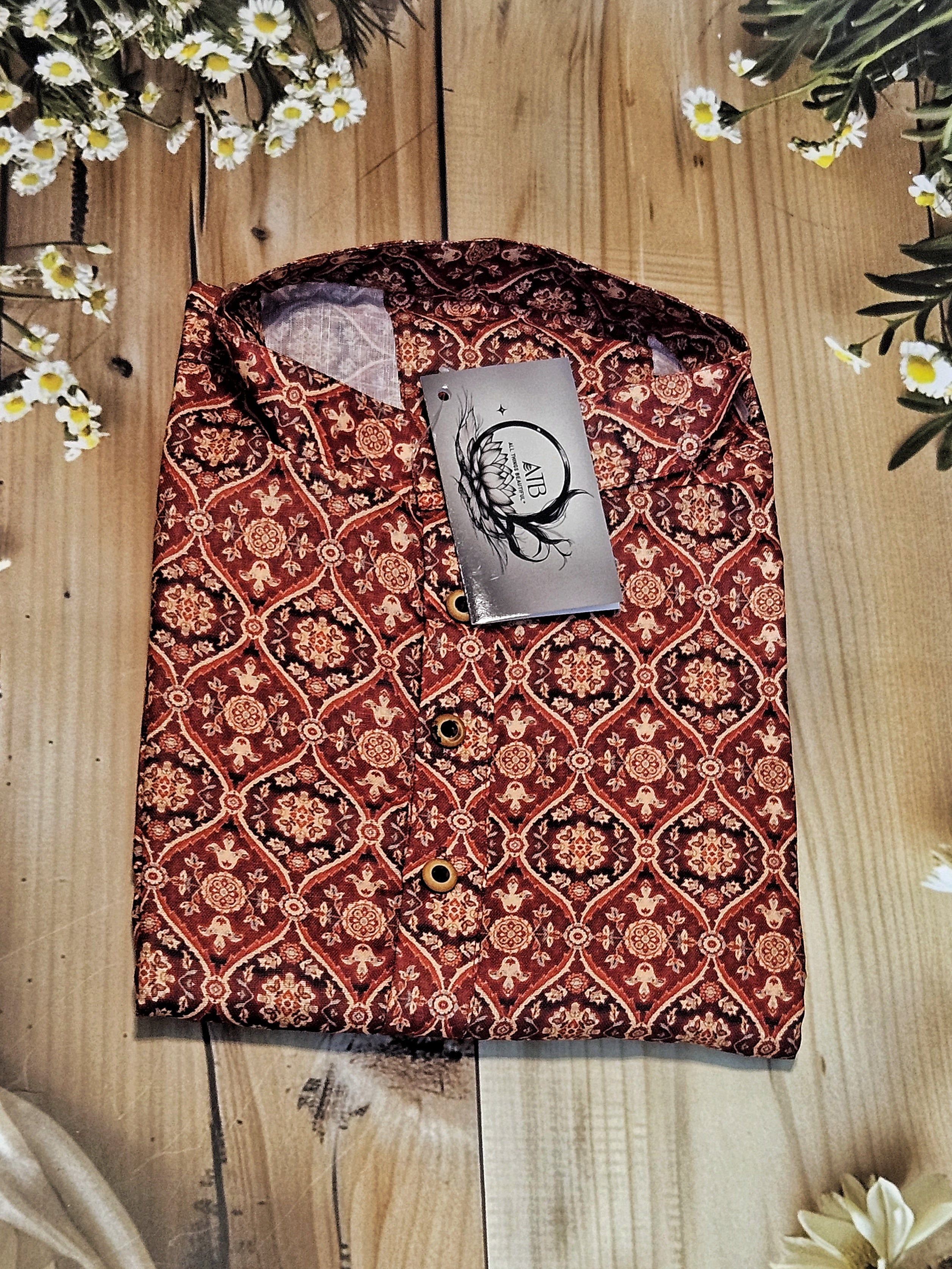 Men's Short kurta - Jaipur Print - Full sleeves - ATB