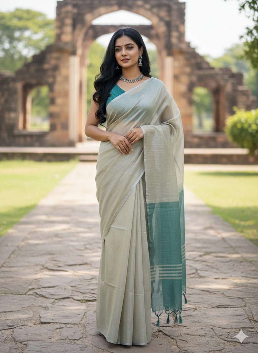 Metallic shade shimmer - Tissue Saree - ATB ✨️
