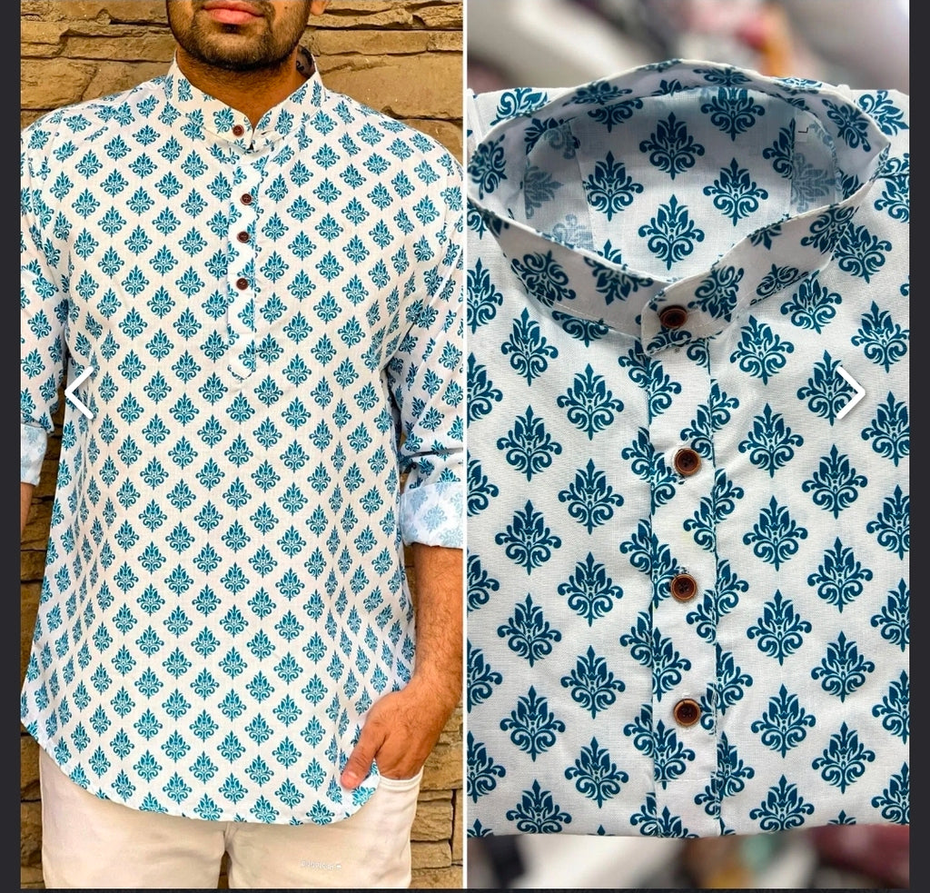 Men's Short kurta - Jaipur Print - Full sleeves - ATB