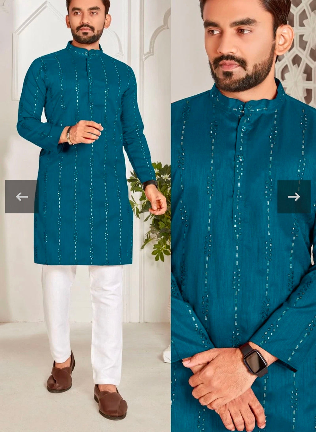 Men's Full sleeve Long Kurta - Silk - ATB