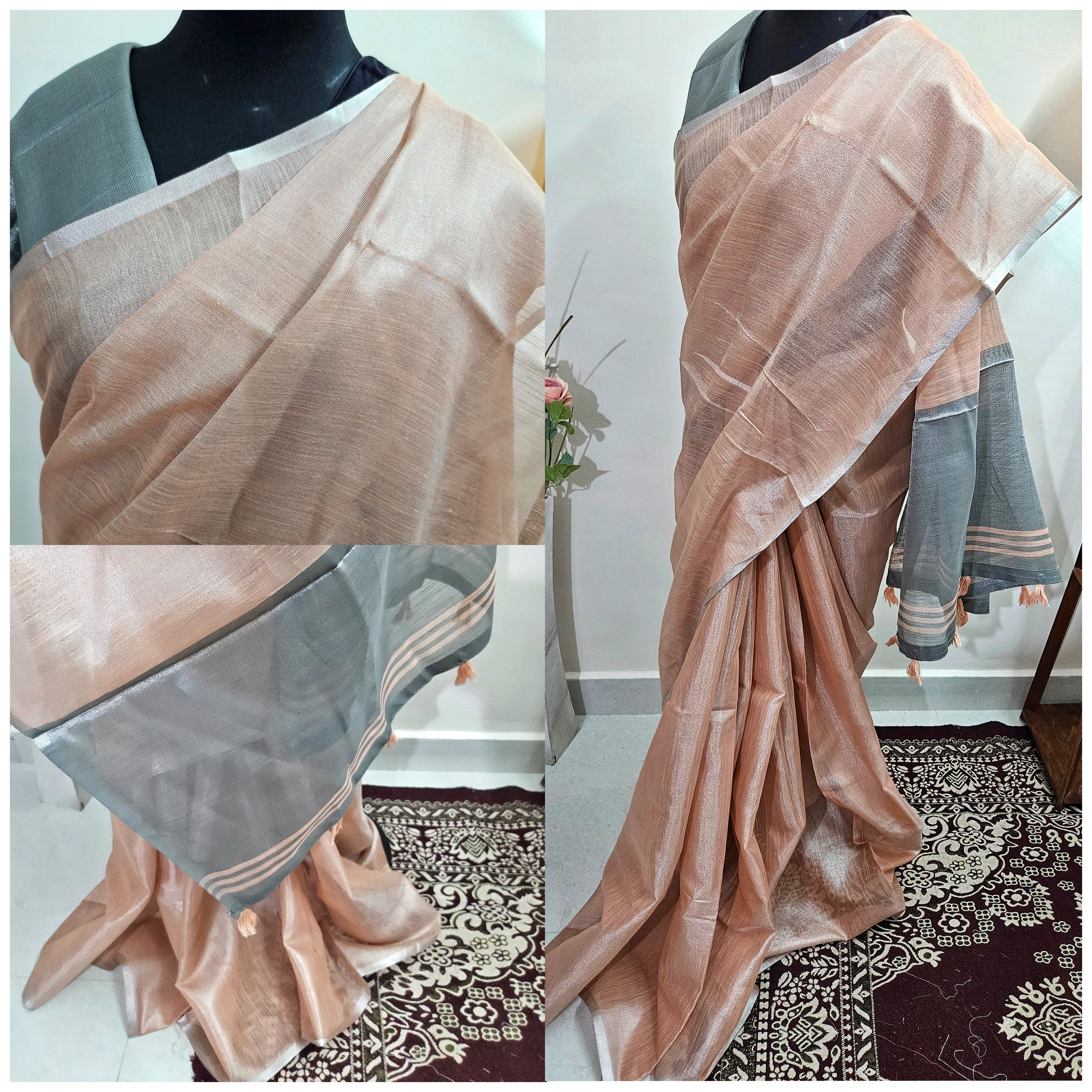 Metallic shade shimmer - Tissue Saree - ATB ✨️