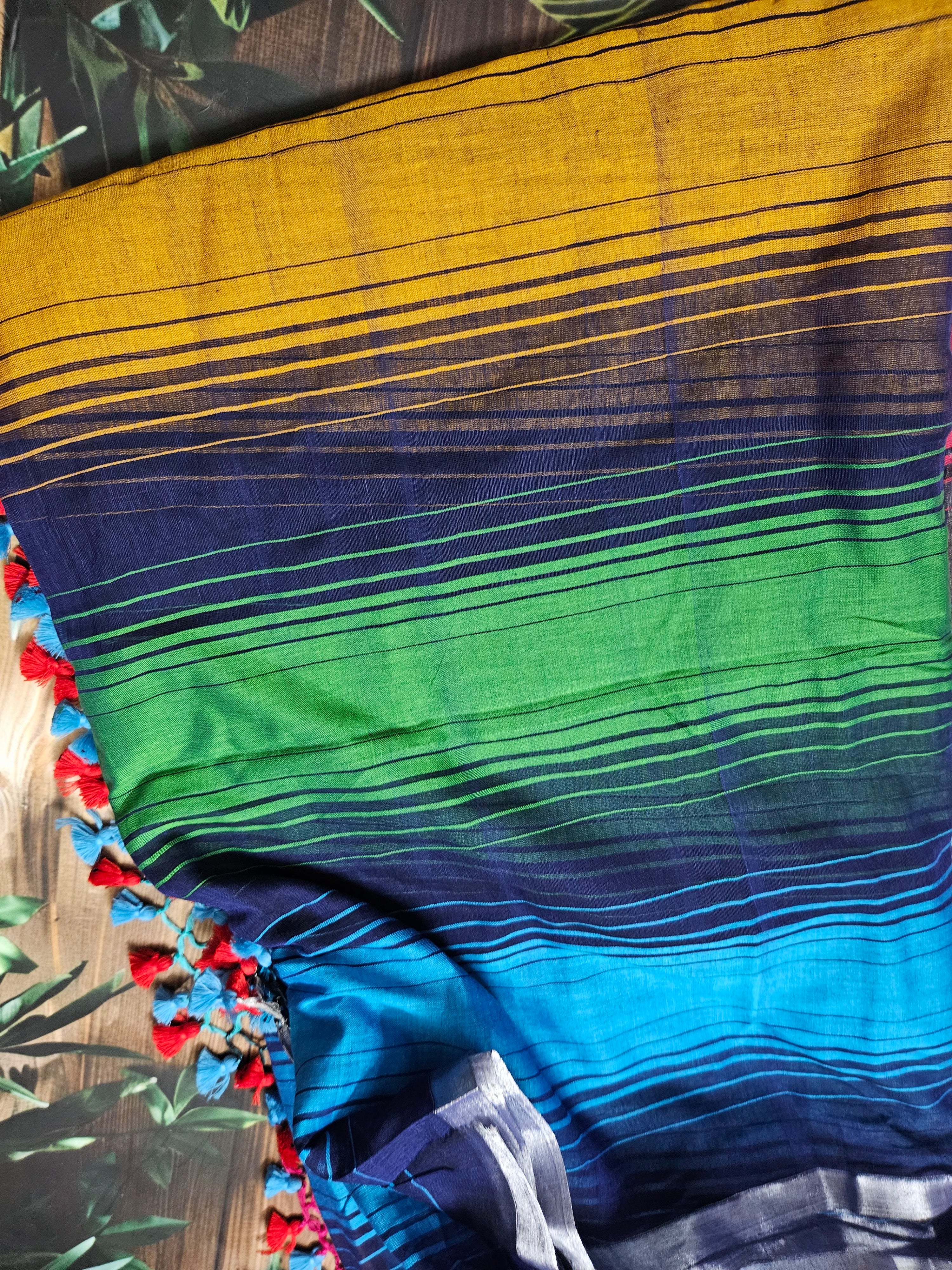 Mul Cotton - Multicolour Striped Saree - ATB ✨️