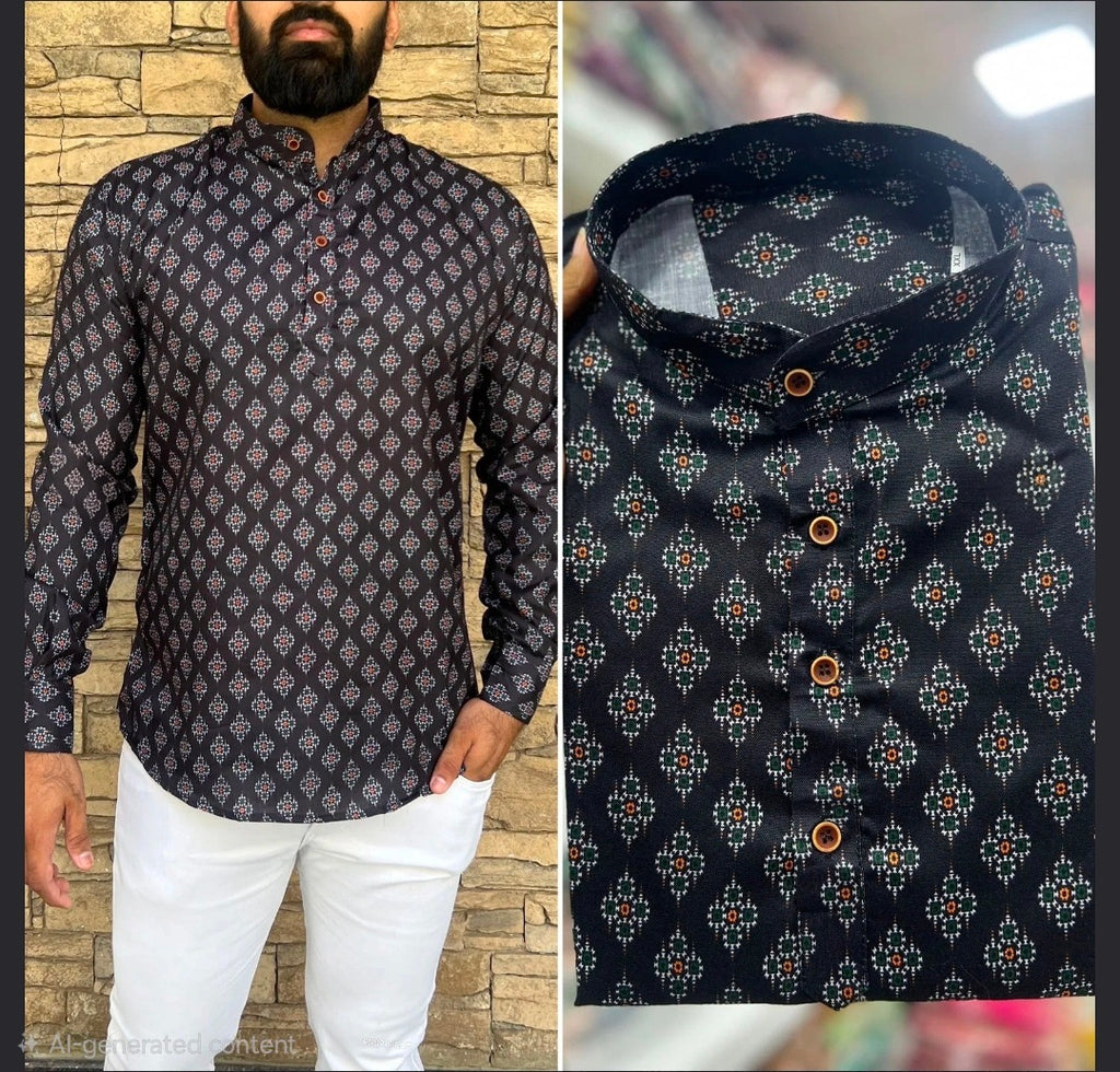 Men's Short kurta - Jaipur Print - Full sleeves - ATB