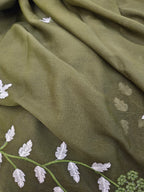 Georgette Leaves embroidery - Saree - ATB
