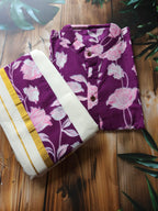 Men's Combo- Shirt +Mundu/ Dhoti - Floral - ATB