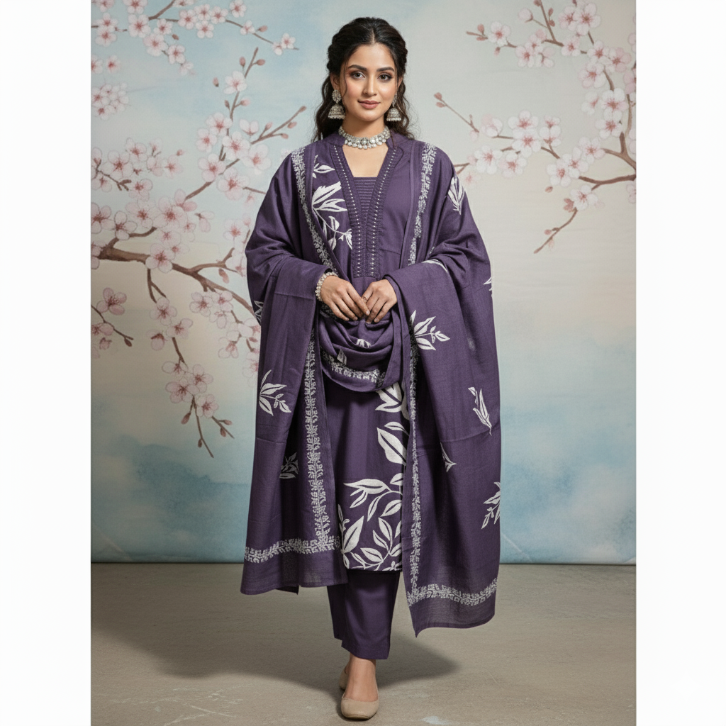 Violet Kurta Set with dupatta - ATB