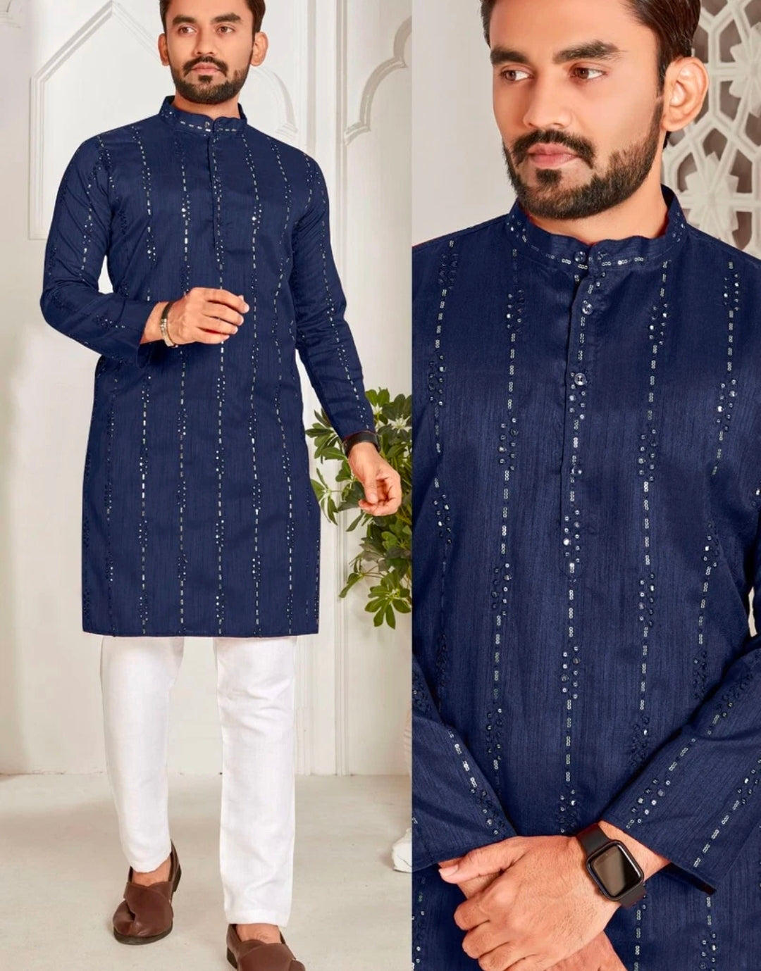 Men's Full sleeve Long Kurta - Silk - ATB