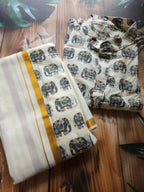 Men's Onam Combo- Shirt + Mundu/ dhoti - Elephant - ATB