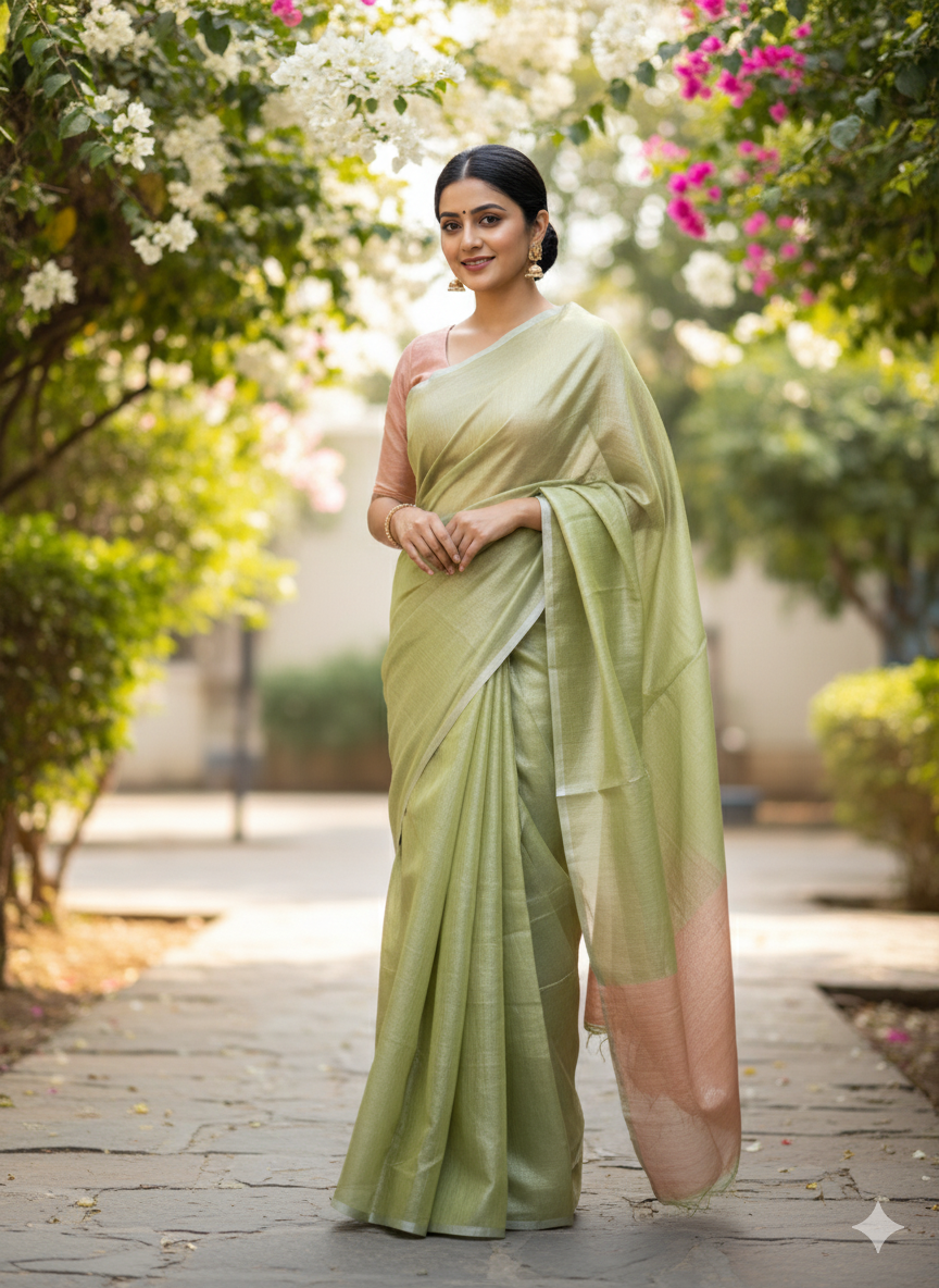 Metallic shade shimmer - Tissue Saree - ATB ✨️