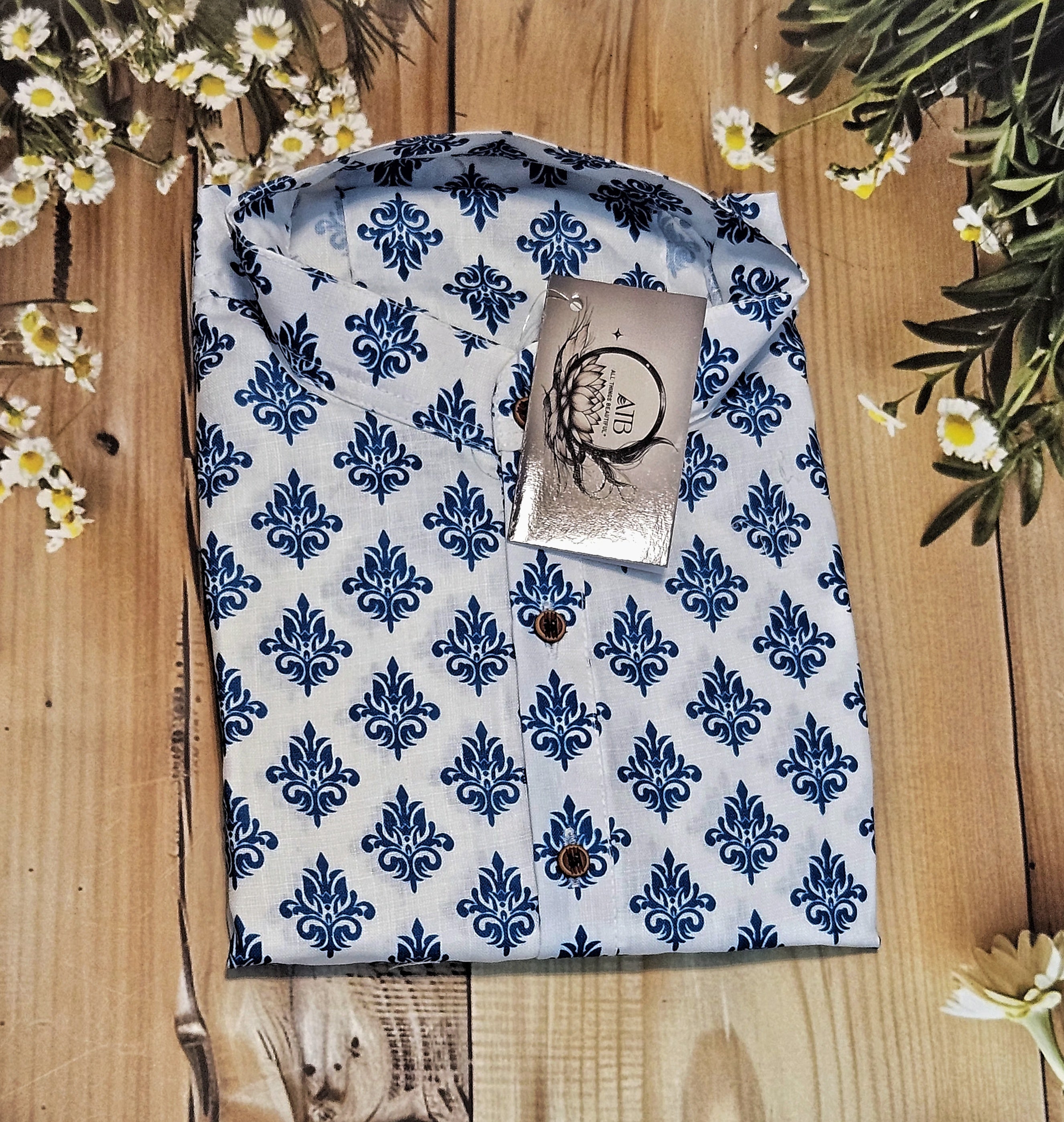 Men's Short kurta - Jaipur Print - Full sleeves - ATB