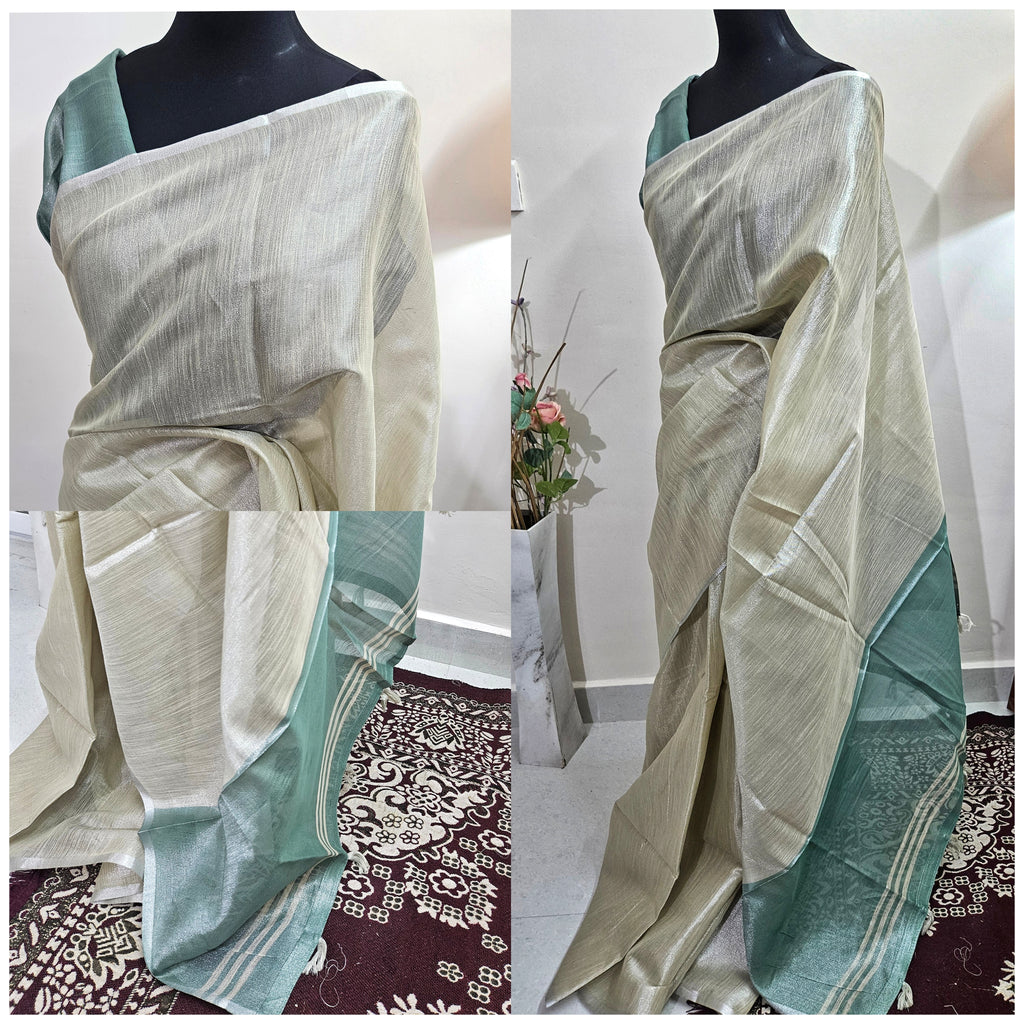 Metallic shade shimmer - Tissue Saree - ATB ✨️