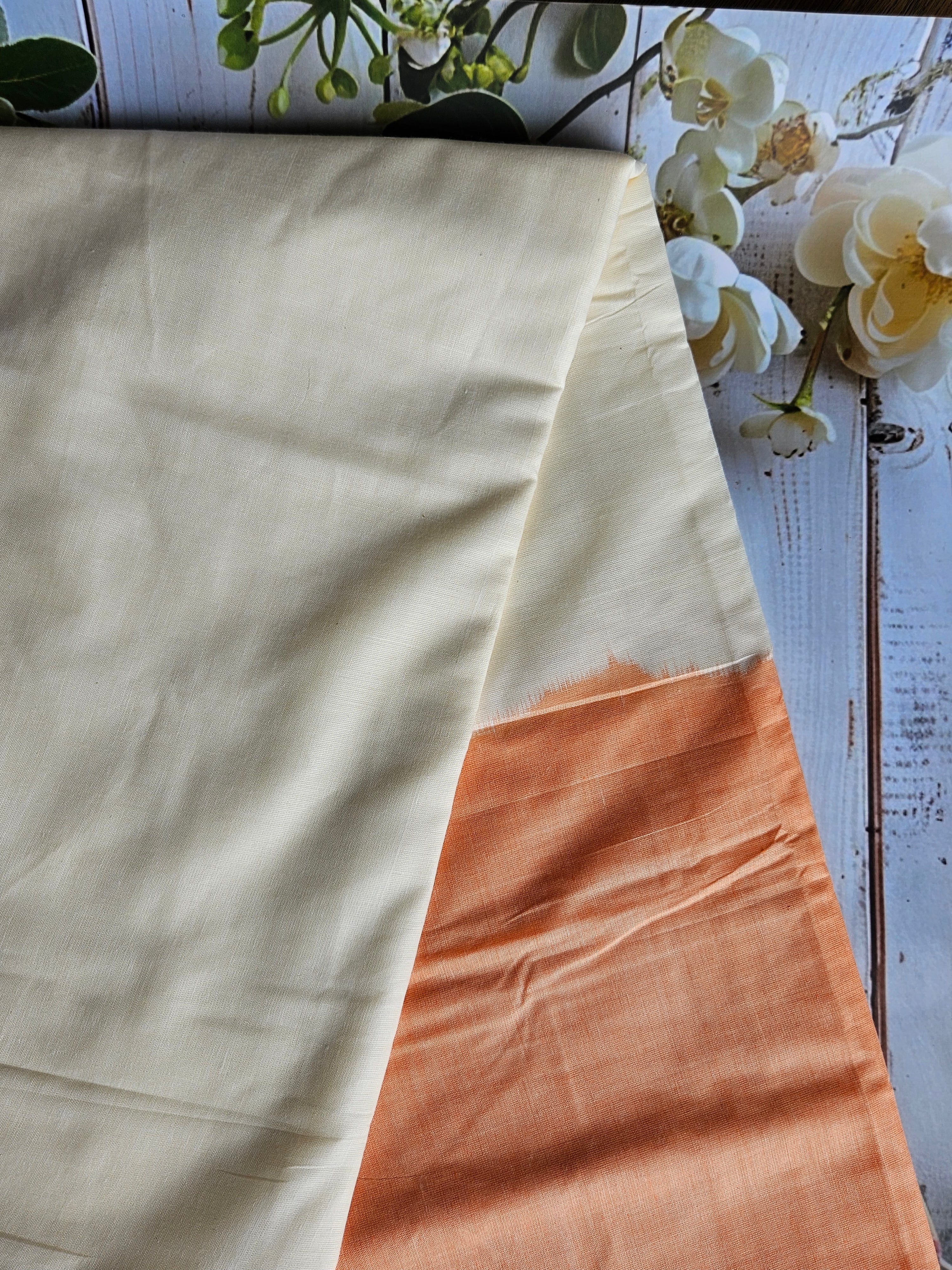 Kerala kasavu - Mul Cotton - Half dyed saree - ATB